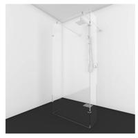Vrijstaande Douchewand Van Rijn Helder Glas Met Haakse Wand Incl 2 stabilisatiestangen 200x150x50 cm van Rijn