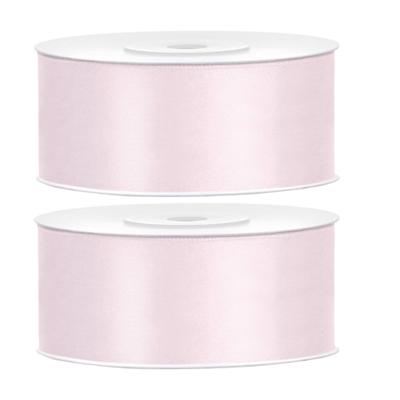 Sierlint satijn - 2x - Roze - 2.5 cm/25 mm x 25 meter - Cadeaulint satijnlint/sierlinten - Hobby