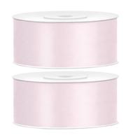 Sierlint satijn - 2x - Roze - 2.5 cm/25 mm x 25 meter - Cadeaulint satijnlint/sierlinten - Hobby