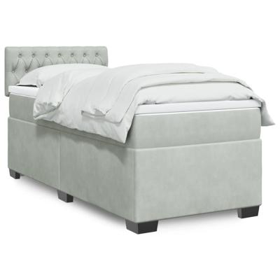 Boxspring met matras fluweel lichtgrijs 90x190 cm