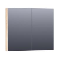 Brauer Impress Deluxe Spiegelkast - 80 cm - met interne en externe Verlichting - 2 Dubbelzijdige Spiegeldeuren - Forest Wheat