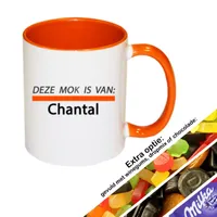 Streep mok met naam (oranje)