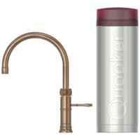 Quooker Classic Fusion Round Keukenkraan Set - Kokend Warm- en Koud Water - Messing Patina - Inclusief PRO3 Reservoir