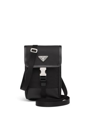 Prada sac à bandoulière à plaque logo - Noir