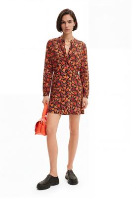 Korte overhemdjurk bloemen - RED - XL