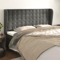 Hoofdbord met randen 163x23x118/128 cm fluweel donkergrijs