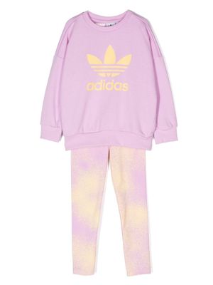 adidas Kids survêtement en coton à logo imprimé - Violet