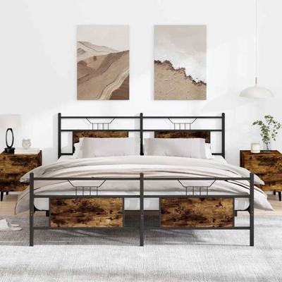 Bedframe zonder matras metaal gerookt eikenkleurig 180x200 cm