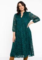 Yoek Jurk met pofmouwen | Dark Green | Maat 46/48