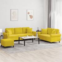 3-delige Loungeset met kussens fluweel geel