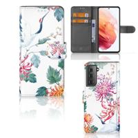 Samsung Galaxy S21 | Telefoonhoesje | Met pasjeshouder | Bird Flowers Samsung Galaxy S21 | Telefoonhoesje | Met pasjeshouder | Bird Flowers