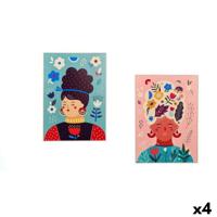 Canvas Gift Decor Multicolour Vrouw 50 x 3 x 70 cm (4 Stuks)