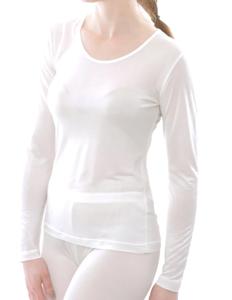 Zijden Dames Shirt Lange Mouw Alkena Kleur Gebroken wit Maat Small