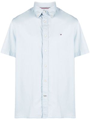 Tommy Hilfiger chemise en popeline à logo brodé - Bleu