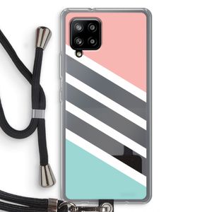 Strepen pastel: Samsung Galaxy A42 5G Transparant Hoesje met koord