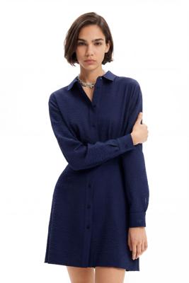 Korte overhemdjurk textuur - BLUE - M