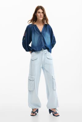 Cargo broek met zakken - BLUE - L Cargo broek met zakken - BLUE - L