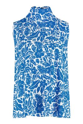 Marielle slls flower blouse - off white/cobalt - 07163