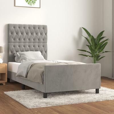 Bedframe zonder matras 100x200 cm fluweel lichtgrijs