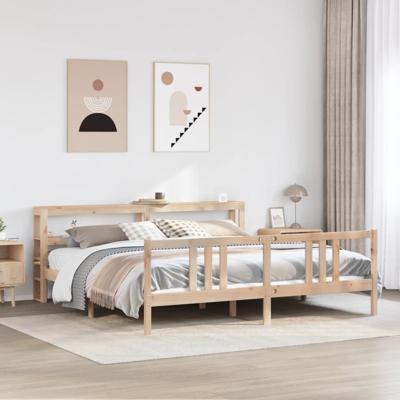 Bedframe met hoofdbord massief grenenhout 200x200 cm