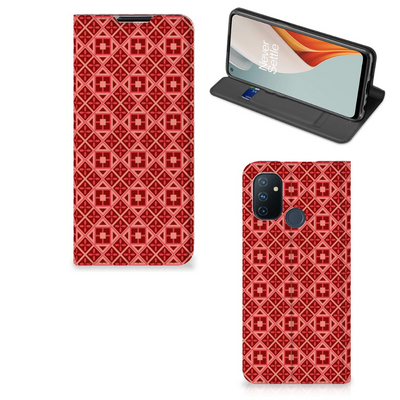 OnePlus Nord N100 Hoesje met Magneet Batik Rood OnePlus Nord N100 Hoesje met Magneet Batik Rood