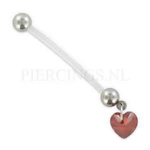 Navelpiercing zwangerschap hart kristal rood