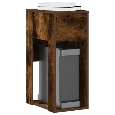 Computertorenstandaard met lade 30x44x74 cm gerookt eikenkleur