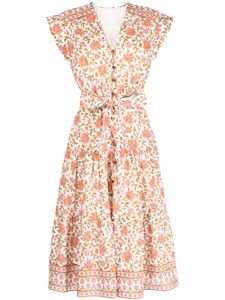 Veronica Beard robe mi-longue Lexington à fleurs - Orange