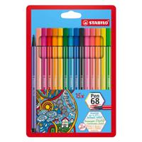 Stabilo pen 68 - viltstift - set met 15 stuks