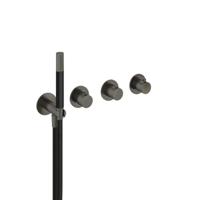 Hotbath Cobber - Afbouwdeel voor Inbouw Douchethermostaat - 2 Stopkranen - Gepolijst Zwart Pvd - V02