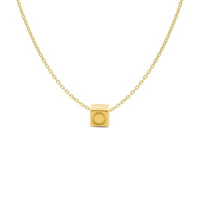 Minimalistische letter ketting cube - 14K GOUD - Goud - O