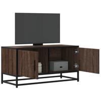 Tv-meubel 80x34,5x40 cm bewerkt hout metaal bruin eikenkleur
