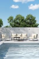 Nohr Loungeset 'Markesha' Met bank, 2 loungestoelen en 2 tafels, kleur Beige/Zwart