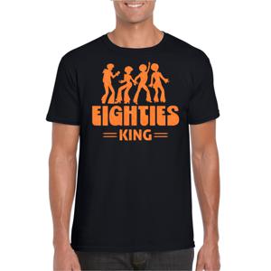 Bellatio Decorations Verkleed shirt voor heren - eighties king - zwart/oranje - jaren 80 - carnaval 2XL  -