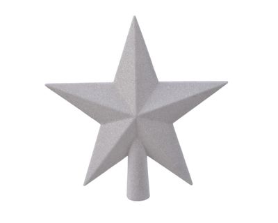 Piek plastic ster glitter l4 en h19 cm wit - Decoris