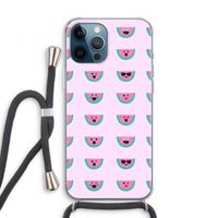 Smiley watermeloenprint: iPhone 12 Pro Transparant Hoesje met koord
