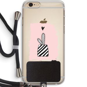 Zwart-wit cactus: iPhone 6 PLUS / 6S PLUS Transparant Hoesje met koord