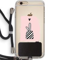 Zwart-wit cactus: iPhone 6 PLUS / 6S PLUS Transparant Hoesje met koord