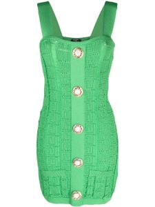 Balmain robe en maille ajourée à coupe courte - Vert