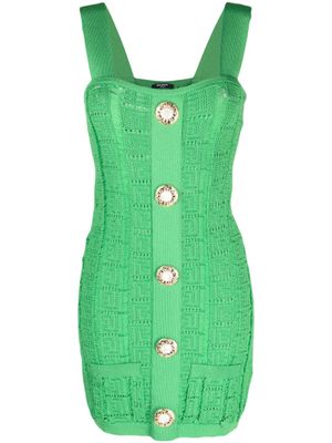 Balmain robe en maille ajourée à coupe courte - Vert