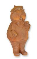 A RUSTY CAST IRON FIGURINE OF AN OWL