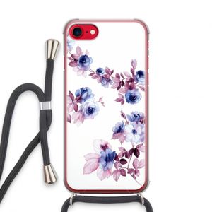 Waterverf bloemen: iPhone SE 2020 Transparant Hoesje met koord