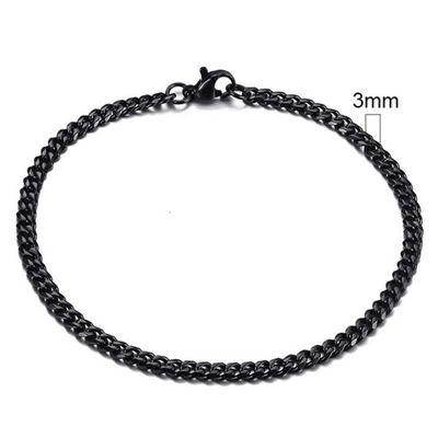 Stalen heren armband LGT JWLS Gourmet schakel Zwart 3mm-21cm