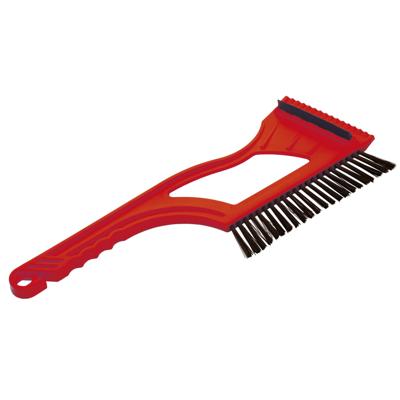 IJskrabber 2 in 1 - met rubberen trekker en borstel - raamkrabber - rood - kunststof - 9 x 40 cm IJskrabber 2 in 1 - met rubberen trekker en borstel - raamkrabber - rood - kunststof - 9 x 40 cm