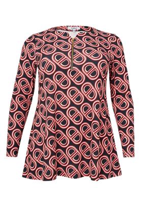 Yoek Tunic flare SYLVIE | Zwart | Maat 50/52