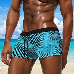 Voor heren Zwemshorts Lange zwembroeken Boxer Zwemshorts Korte broek Zak Trekkoord Elastische taille Geometrisch patroon Ademend Zacht Korte Surfen Feestdagen Strand Modieus Ontwerper Zwart Rood Lightinthebox