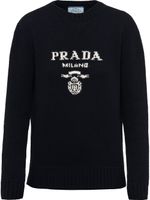 Prada pull à logo en intarsia - Bleu - thumbnail