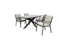 Qopps Vakio tuintafel met 4 Izard stapelbare tuinstoelen