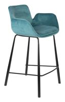 Zuiver Barstoel 'Brit' Velvet, kleur Petrol (zithoogte 68cm)
