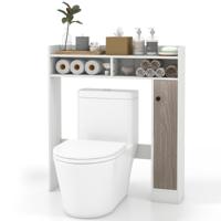Boven Toiletkastje Vrijstaande Badkamer Organizer met Verstelbare Planken Enkele Deur Kast voor Badkamer Wit
